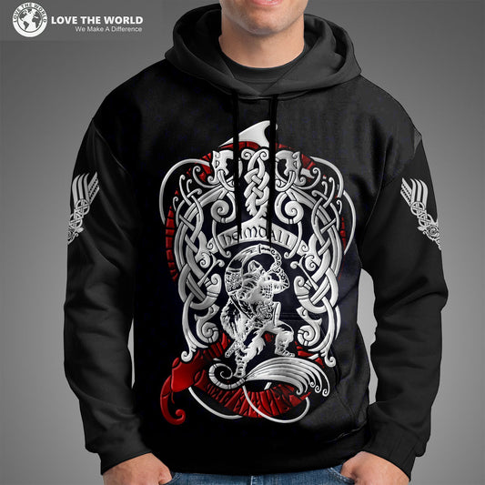 Viking Hoodie - Heimdall Son Of Odin A7-ALL OVER PRINT HOODIES-HP Arts-S-Men's-Black-Vibe Cosy™