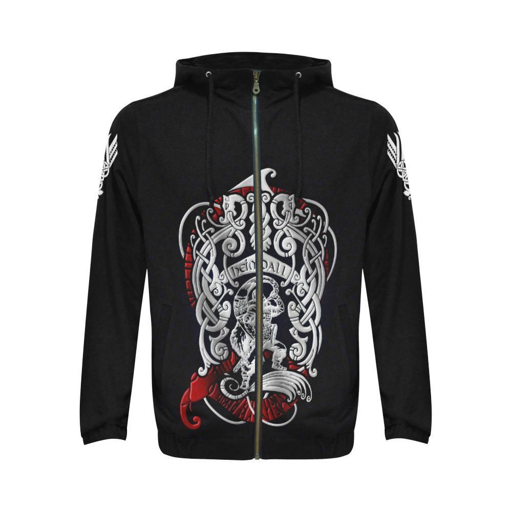Viking Zipper Hoodie - Heimdall Son Of Odin A7-FULL ZIPPER HOODIES-HP Arts-S-Men's-Black-Vibe Cosy™