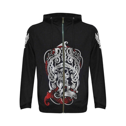 Viking Zipper Hoodie - Heimdall Son Of Odin A7-FULL ZIPPER HOODIES-HP Arts-S-Men's-Black-Vibe Cosy™
