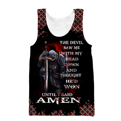 Knight templar 3D all over printed shirt and short for men and women