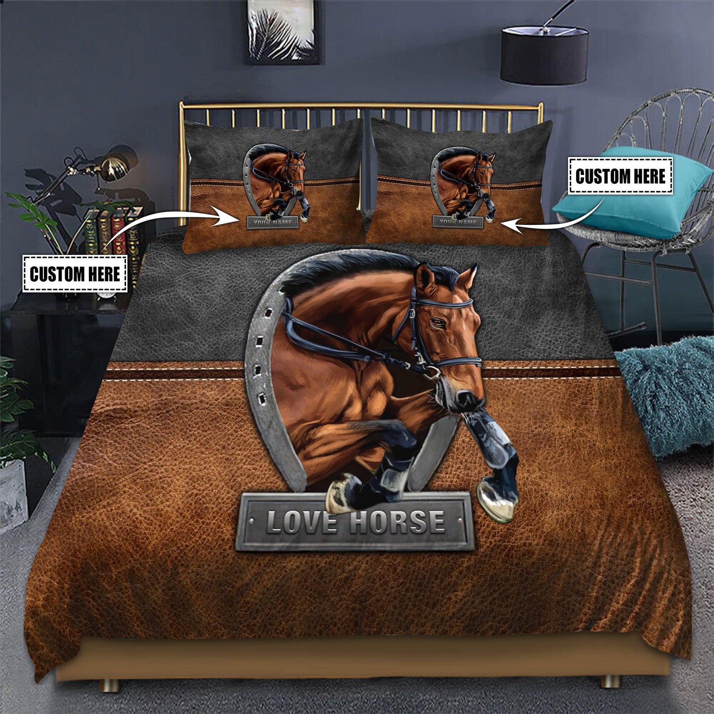 Customized Name Horse 3D All Over Printed Bedding Set