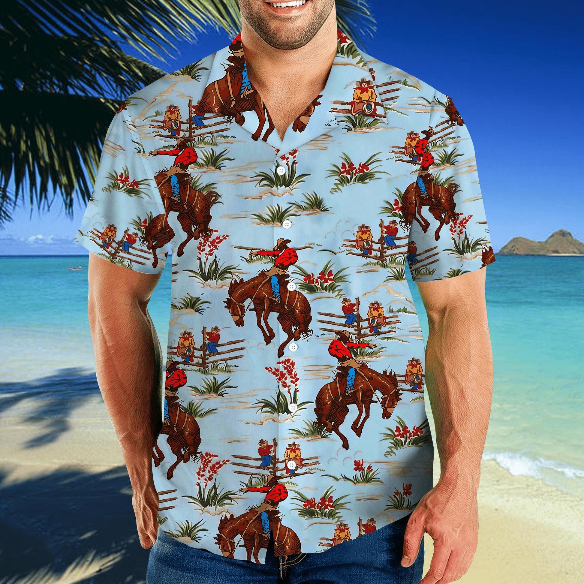 Cowboy Blue Hawaiian Shirt TQH20072801-Apparel-TQH-Hawaiian shirt-S-Vibe Cosy™