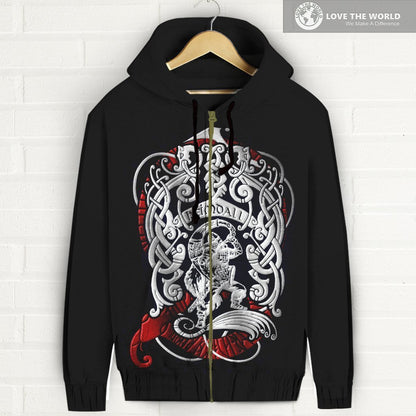 Viking Zipper Hoodie - Heimdall Son Of Odin A7-FULL ZIPPER HOODIES-HP Arts-S-Men's-Black-Vibe Cosy™