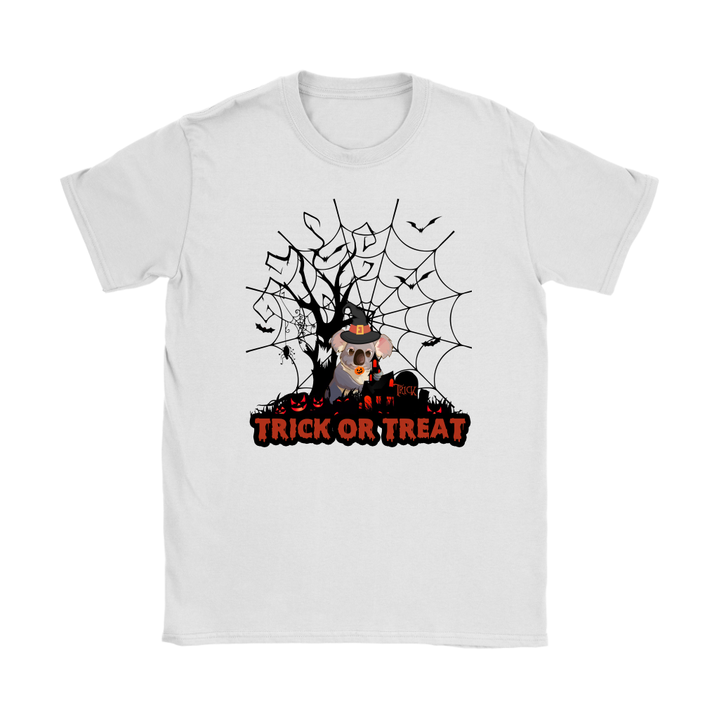 Australian Koala Trick or Treat Halloween T-Shirt 02 H9-T-SHIRTS-HP Arts-Gildan Womens T-Shirt-White-S-Vibe Cosy™