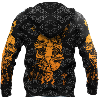3D Jack Club Skull Poker Over Printed Hoodie