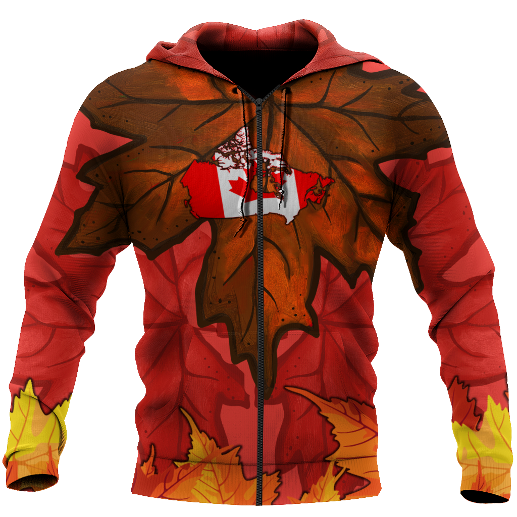 Canada Maple Leaf Autumn Hoodie-HHT08072008-Apparel-PL8386-Zipped Hoodie-S-Vibe Cosy™