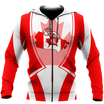 Canada In My Heart Red Maple Leaf Hoodie-HHT09072010-Apparel-PL8386-Zipped Hoodie-S-Vibe Cosy™
