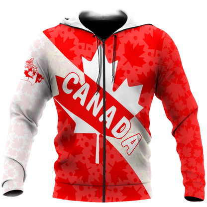 Canada All Over Print Hoodie Maple Leaf-Apparel-PL8386-Zipped Hoodie-S-Vibe Cosy™