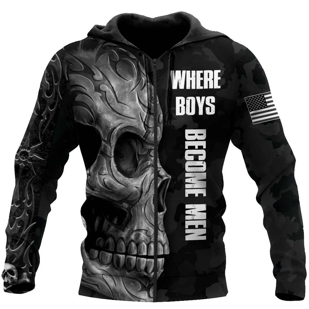 Love Skull tattoos balck 3D all over printed for man and women QB06062002-Apparel-PL8386-Zipped Hoodie-S-Vibe Cosy™