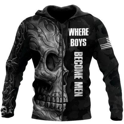 Love Skull tattoos balck 3D all over printed for man and women QB06062002-Apparel-PL8386-Zipped Hoodie-S-Vibe Cosy™