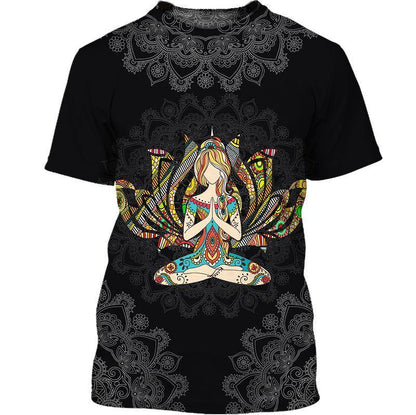 Hippie Yoga Girl With Mandala Symbol 3D All Over Printed Unisex Shirts