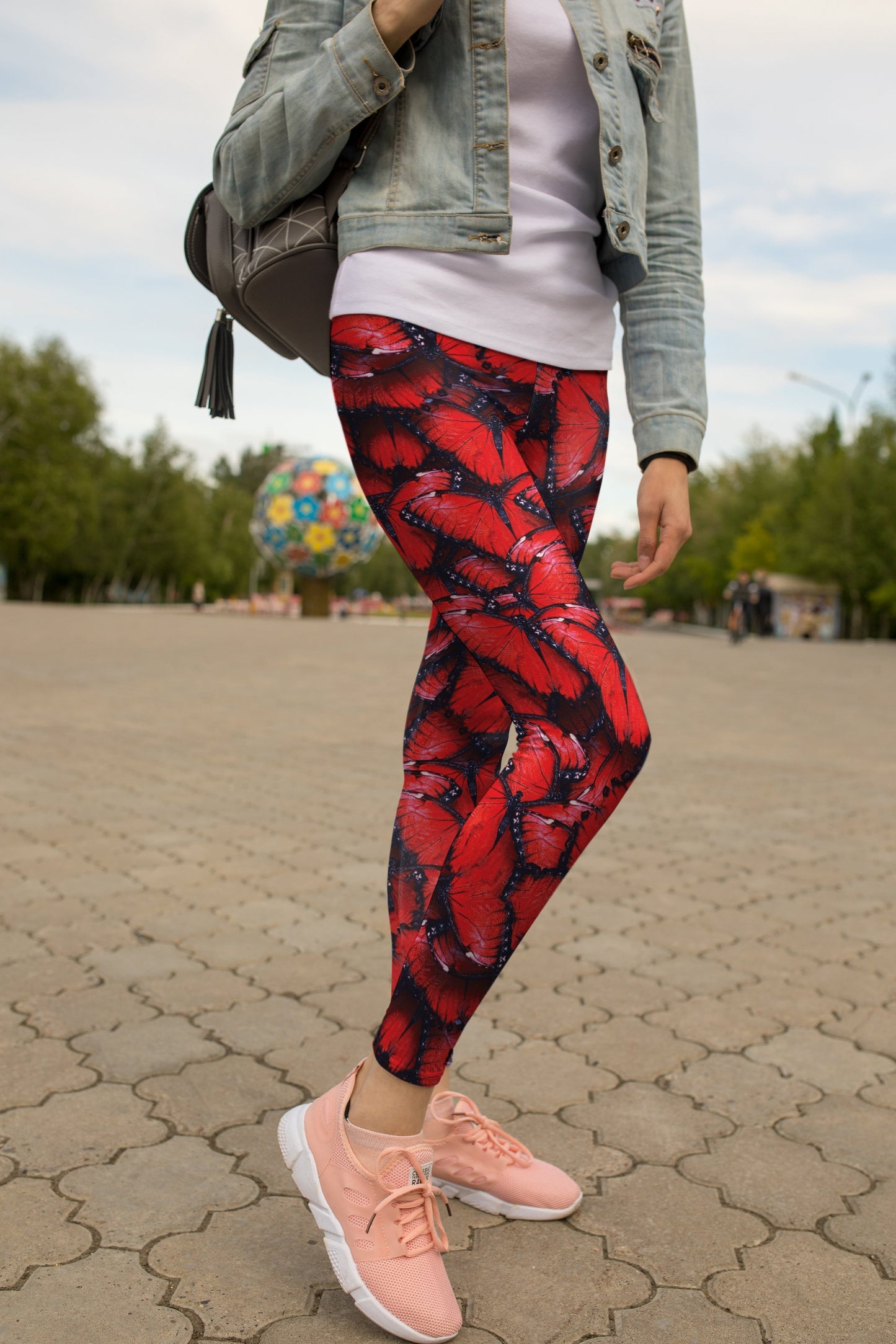 3D All Over Red Butterflies Hoodie Dress Leggings Blanket-Apparel-Khanh Arts-Legging-S-Vibe Cosy™