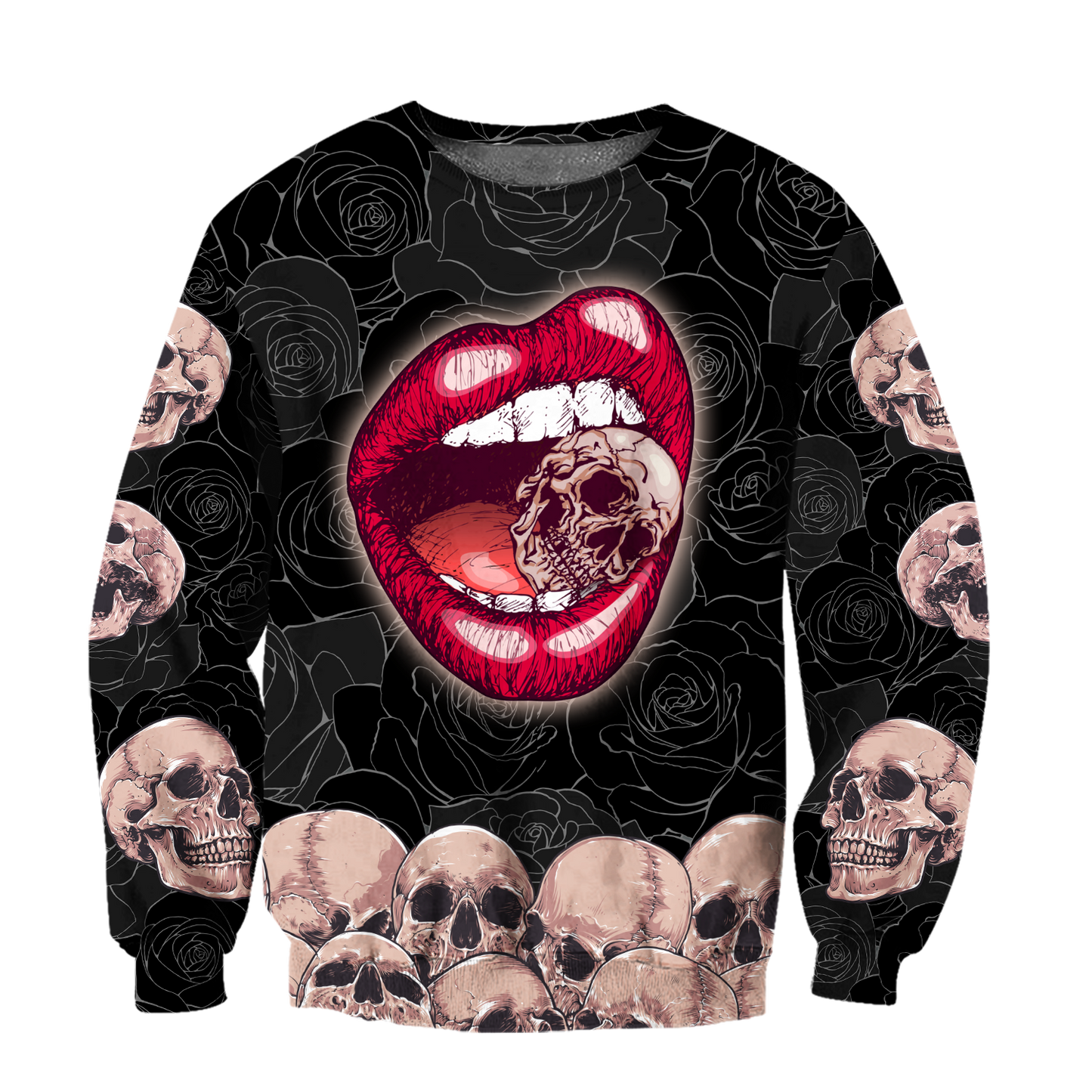 Sexy Lip Love Skull 3D all over for man and women QB05122002-Apparel-PL8386-Sweatshirt-S-Vibe Cosy™