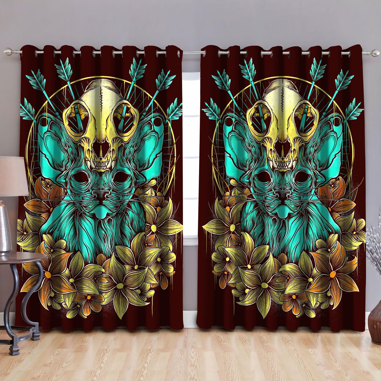 Sphynx Skull Window Curtains