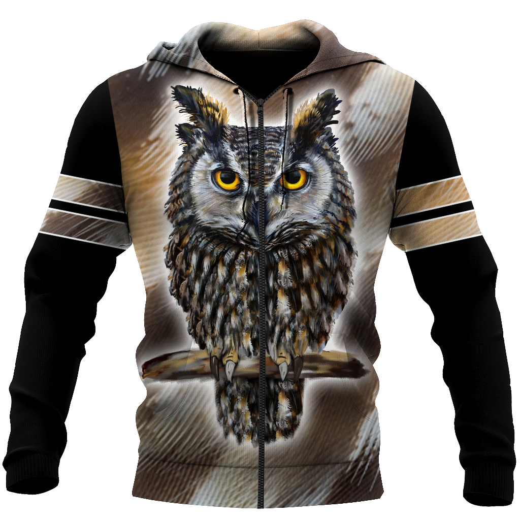 Owl 3d hoodie shirt for men and women QB05162001-Apparel-HG-Zip hoodie-S-Vibe Cosy™