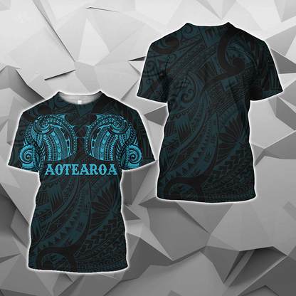 Aotearoa Maori Tattoo All Over Hoodie Blue NVD-Apparel-Dung Van-T-Shirt-S-Vibe Cosy™