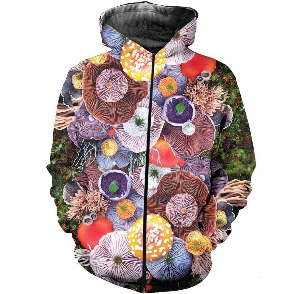 3D ALL OVER PRINTED MUSHROOM SHIRTS-Apparel-NTH-Zipped Hoodie-S-Vibe Cosy™
