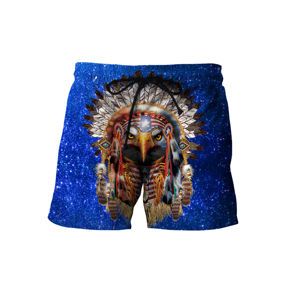 Eagle Native American Blue Galaxy 3D All Over Printed Shirts DA140920202-LAM