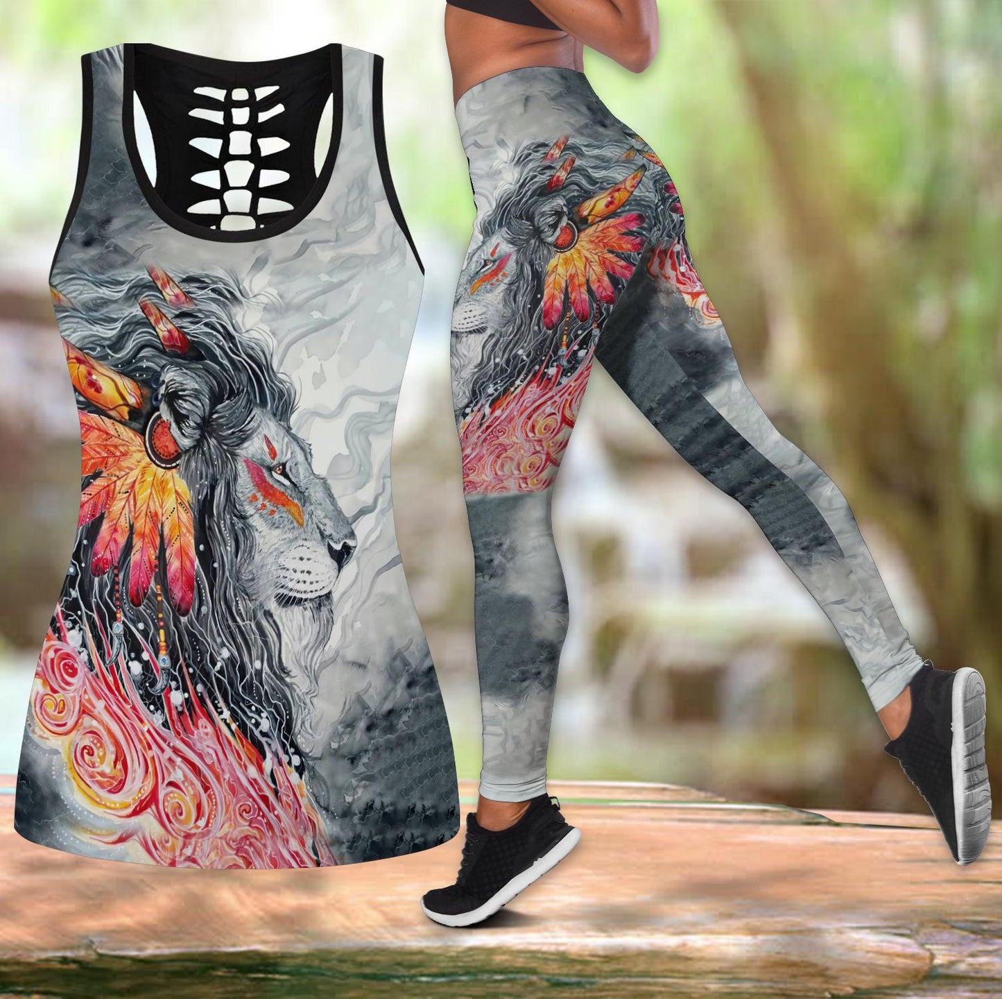 Lion Native Legging + Hollow tank combo for Women