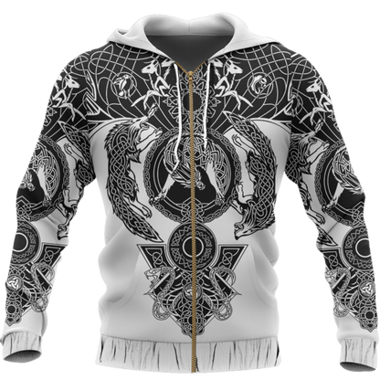 Viking Tattoo All-Over Print-Apparel-HP Arts-Zipped Hoodie-S-Vibe Cosy™