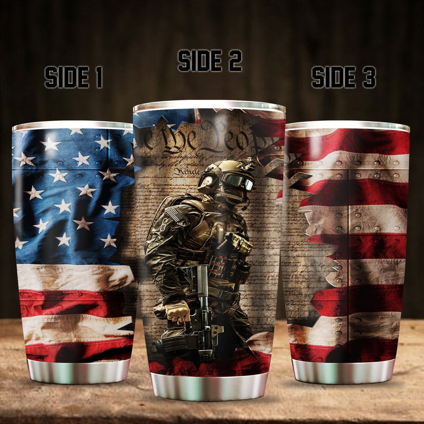 United States Veteran Steel Tumbler
