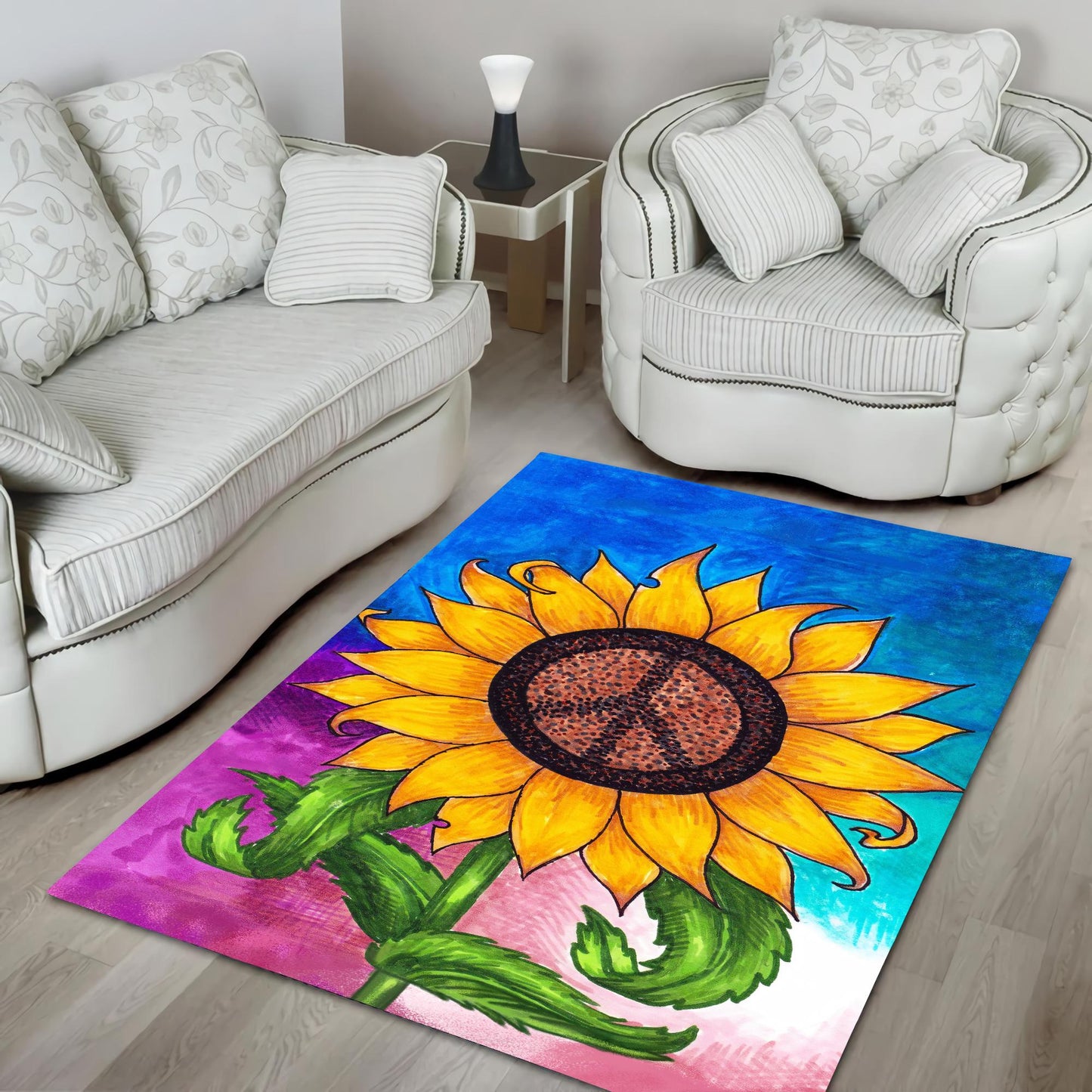 Hippie Sunflower Painting Rug DQB07272003-TQH-Rug-TQH-S (3'x5')-Vibe Cosy™