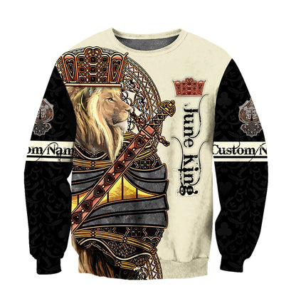 Custom Name June King Lion 3D All Over Printed Unisex Shirts