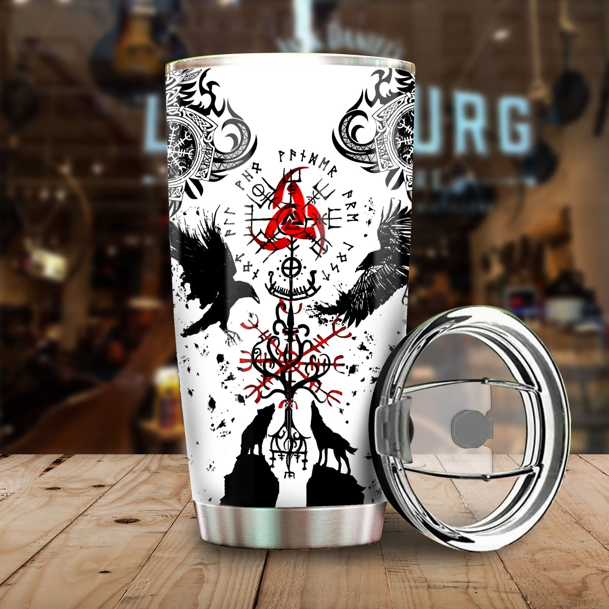 VIKINGS TATTOO STAINLESS STEEL TUMBLER-HP Arts-Vibe Cosy™