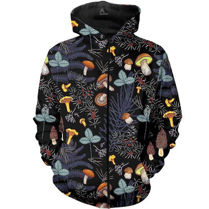 DARK WILD FOREST MUSHROOMS 3D ALL OVER PRINTED SHIRTS-Apparel-NTH-Zipped Hoodie-S-Vibe Cosy™