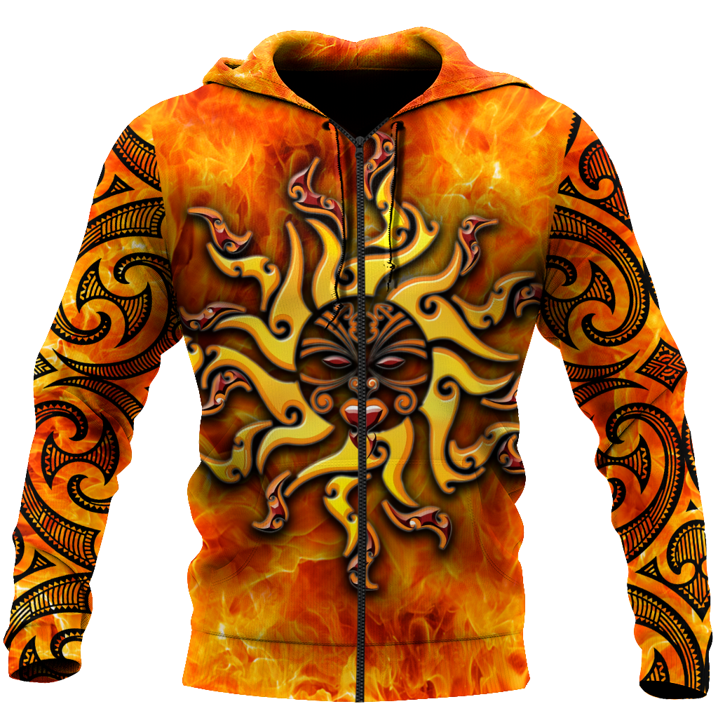 Maori tamanuitera the sun 3d all over printed shirt and short for man and women-Apparel-PL8386-Zipped Hoodie-S-Vibe Cosy™
