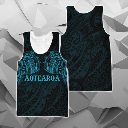 Aotearoa Maori Tattoo All Over Hoodie Blue NVD-Apparel-Dung Van-Tank Top-S-Vibe Cosy™
