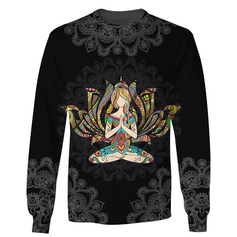 Hippie Yoga Girl With Mandala Symbol 3D All Over Printed Unisex Shirts