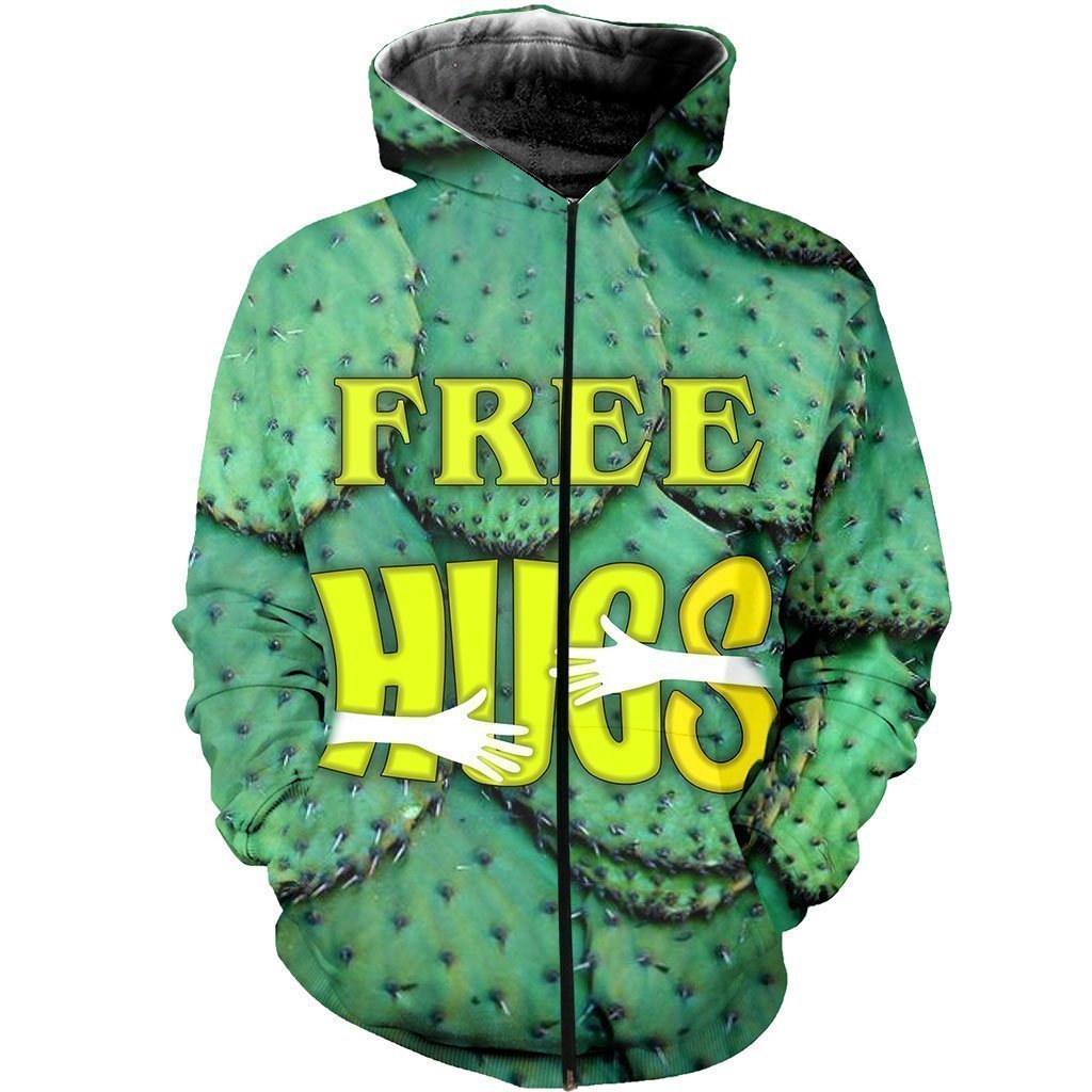 All Over Printed Free Hugs Cactus-Apparel-Phaethon-Zip-S-Vibe Cosy™