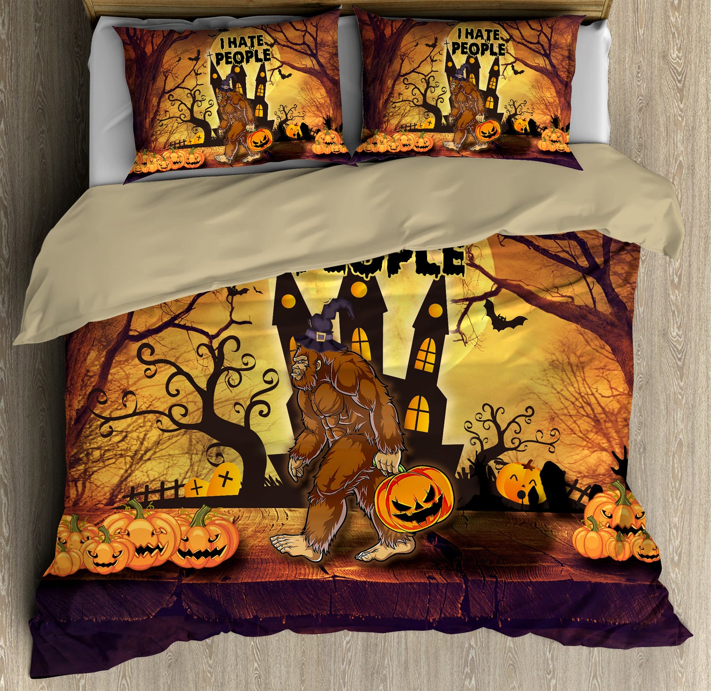 I hate People Bigfoot Funny Halloween Bedding Sets