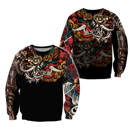 Japan Mask Tattoo 3D All Over Printed Unisex Shirt