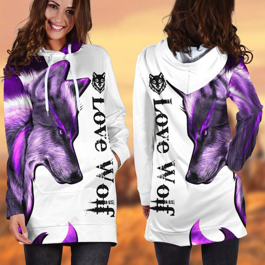 Wolf 3D All Over Printed Hoodie Dress