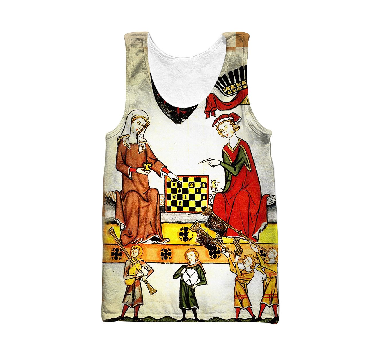 3D All Over Printed  MEDIEVAL CHESS PLAYERS IN COURT WITH RED WILD ROSES Chess Lovers- Chess Unisex Shirts  TR19022101 XT