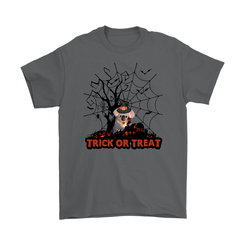 Australian Koala Trick or Treat Halloween T-Shirt 02 H9-T-SHIRTS-HP Arts-Gildan Mens T-Shirt-Charcoal-S-Vibe Cosy™