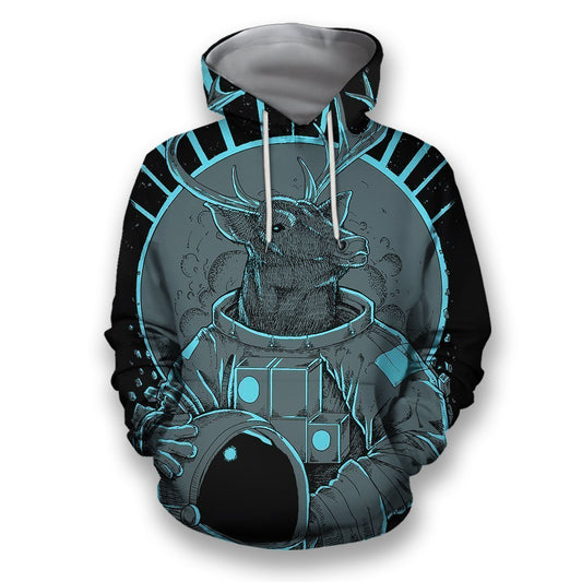 3D all over print deer astronaut-Apparel-HbArts-Hoodies-S-Vibe Cosy™