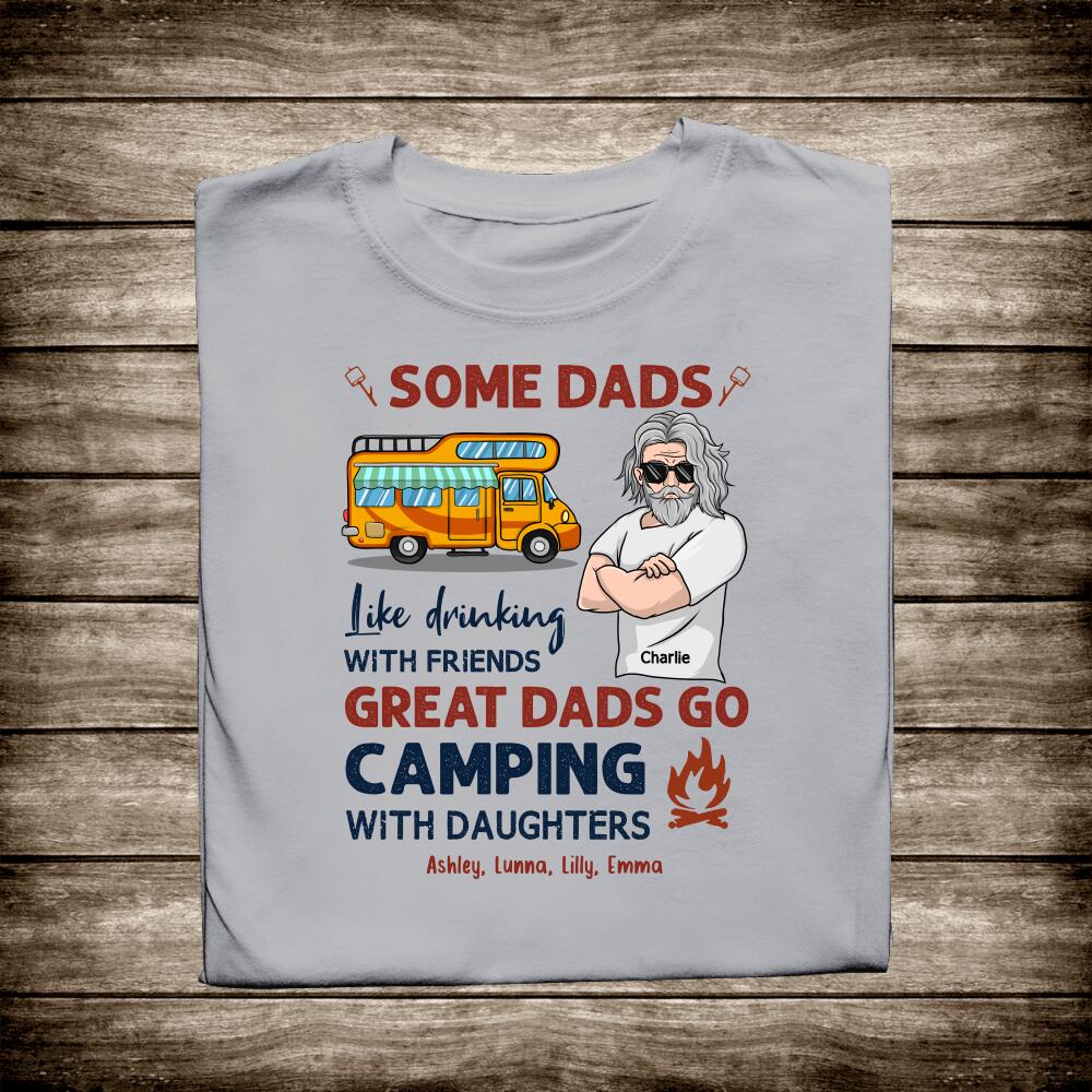 Dad And Daughters Go Camping Personalized T-shirt