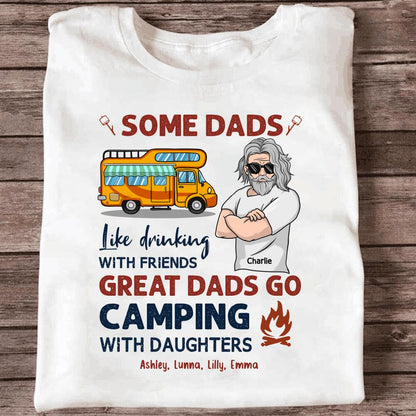 Dad And Daughters Go Camping Personalized T-shirt