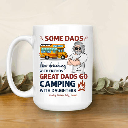 Dad And Daughters Go Camping Personalized Mug Amazing Gift For Father's Day