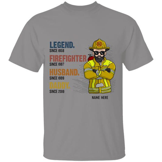 Fire Fighter, Husband, Daddy and Lengend Personalized T-shirt Father's Day Gift