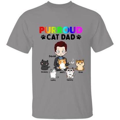 Purroud Cat Dad Personalized T-Shirt, Best Gift For Cat Lovers