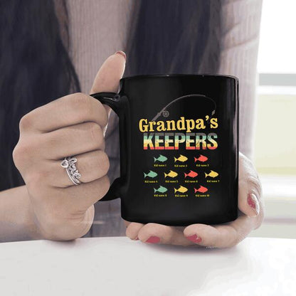 Grandpa's Keepers Fishing Mug Personalized Gift  For Father Papa