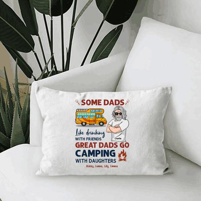 Great Dads Go CampingWith Daughters Personalized Gift Canvas Throw Pillow