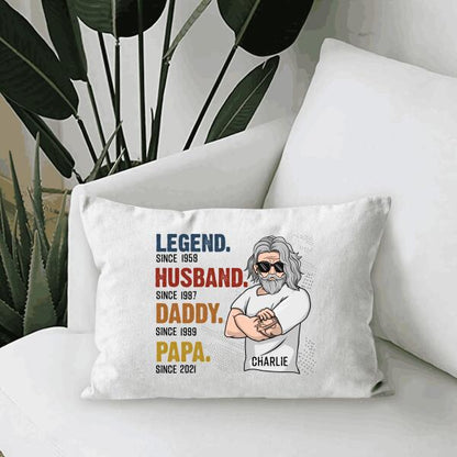 Legend Husband Daddy Papa Personalized Gift Canvas Throw Pillow