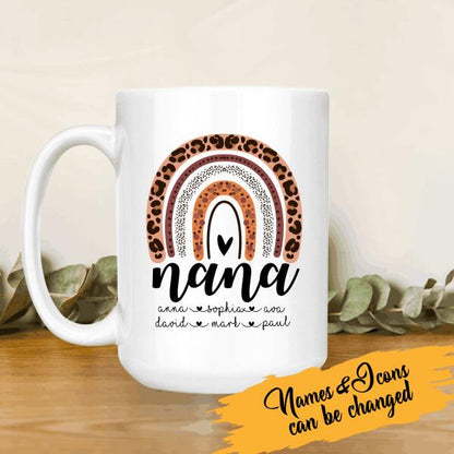 Rainbow Nana Personalized Mug Special Gift For Grandma Nana Mother