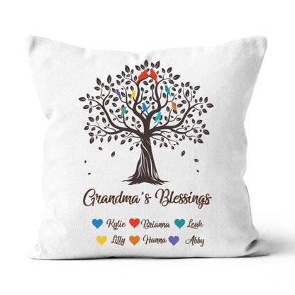 Grandma's Blessings Personalized Canvas Throw Pillow Special Gift For Mom Mother Grandma