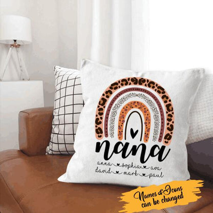 Rainbow Nana Personalized Canvas Throw Pillow Special Gift For Grandma Nana Mother
